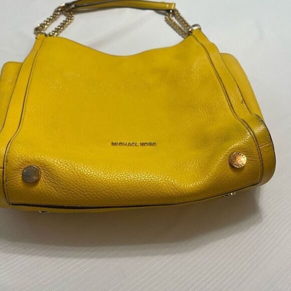Michael Kors Newbury Yellow Pebbled Leather Shoulder Bag Purse Handbag - Picture 10 of 15
